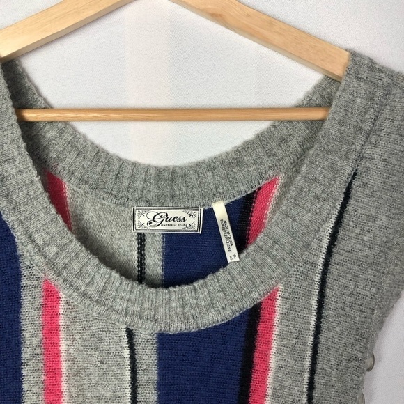 Guess Y2K Gray Colorful Stripe Short Sleeve Sweater Dress S - Picture 8 of 8